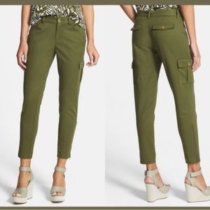 Kate Spade Slim Cargo Pants Cotton Stretch Zip Ankles Alma Green $298.00 Size 2